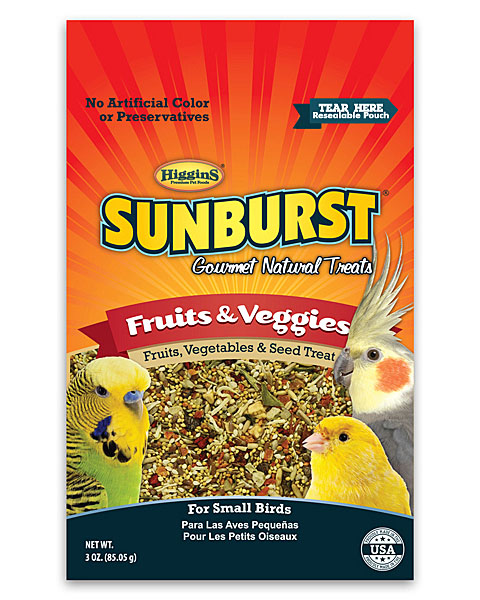 Higgins Sunburst Fruit & Veggies Gourmet Treat for Parakeets, Canaries & Finches - Food